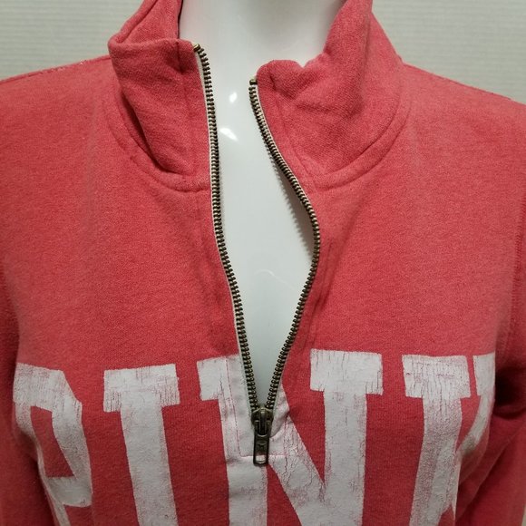 Victoria's Secret PINK sweatshirt Small dog logo graphic 1/4 zip collegiate - Picture 13 of 15